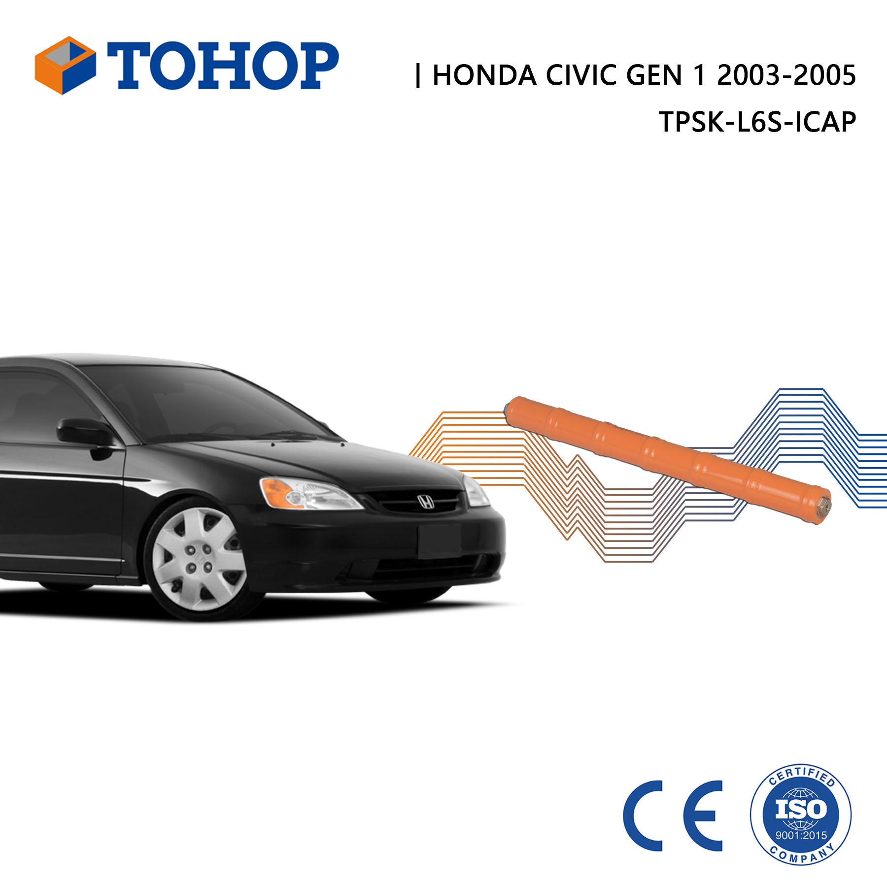 Civic Gen.1 2003 Batería híbrida cilíndrica de 7.2V 6.5AH para Honda